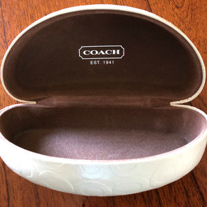 COACH Off White leather Clam shell eyeglass case
